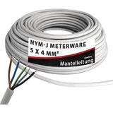 siwitec NYM-Kabel | NYM-J 5x4 mm2 | 5 m Kabel | Meterware 3-100 m | Stromkabel nach Maß | Installationskabel | Mantelleitung - Made in Germany
