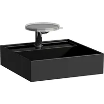 Laufen Kartell Handwaschbecken unterbaufähig, 2 Hahnlöcher, ohne Überlauf, 460x460mm, H8153310208151, Farbe: schwarz glänzend