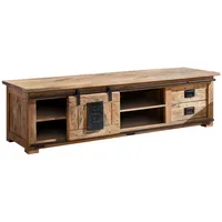 Massivmoebel24 MASSIVMOEBEL24.DE Railway TV-Board 180x55x50 Mango 2-türig, Farbe:Natur lackiert,
