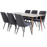 ebuy24 Polar180X90WNWN Essgruppe Esstisch Nussbaum dekor und 6 Velvet Deluxe Esszimmerstühle schwarz.