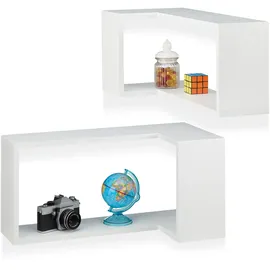 Relaxdays Wandregal 2er Set Weiß