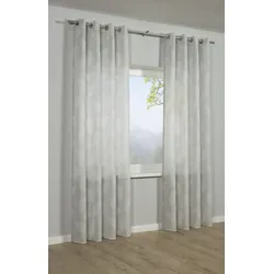 Gardine SEHLBACH "Schal in Jacquard-Webart Gingko-Blatt" Gr. 1, grau, B:140cm H:245cm, Polyester, Gardinen, mit Ösen