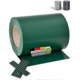 Juskys PVC Sichtschutzstreifen 0,19 x 35 m grün inkl. Befestigungsklemmen 30 St.