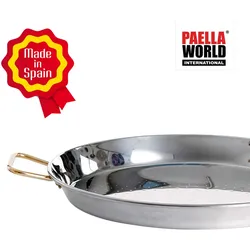 Hochwertige Edelstahl-Paella Pfanne mit zwei Griffen für perfekte Brat- und Kocheigenschaften - Ø 70 cm