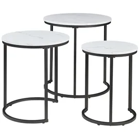 [en.casa] Satztisch Ulricehamn 3-tlg. Marmoroptik weiß
