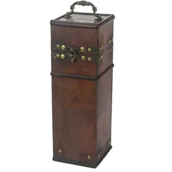 HMF Vintage Deko Weinbox mit Deckel aus Holz, für 1 Flasche Wein, Hochformat, Frankreich