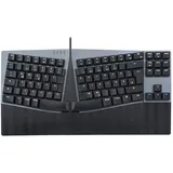 Perixx PERIBOARD-335 DE BL Kabelgebundene ergonomische mechanische Tastatur – Low-Profile Blue Clicky Switches – Programmierbare Funktion – Kompatibel mit Windows und Mac OS X – Deutsch QWERTZ Schwarz