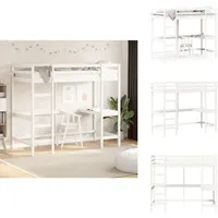 Vidaxl - Hochbett mit Schreibtisch Weiß 90x190 cm Massivholz Kiefer - Hochbett - Jugendzimmer - Kinderschlafzimmer - Schreibtischbett - Holzbett