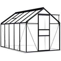 vidaXL Gewächshaus mit Fundamentrahmen Garten Treibhaus Pflanzenhaus Frühbeet Gartenhaus Tomatenhaus Anthrazit Aluminium Polycarbonat 5,89 m3