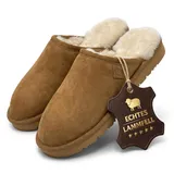 Rohn Moden Lammfell Hausschuhe Loisl für Herren, echt Schaffell Pantoffel mit EVA-Sohle, Schlappen in top Qualität, Slipper in grau, braun (numeric_47) - 47 EU