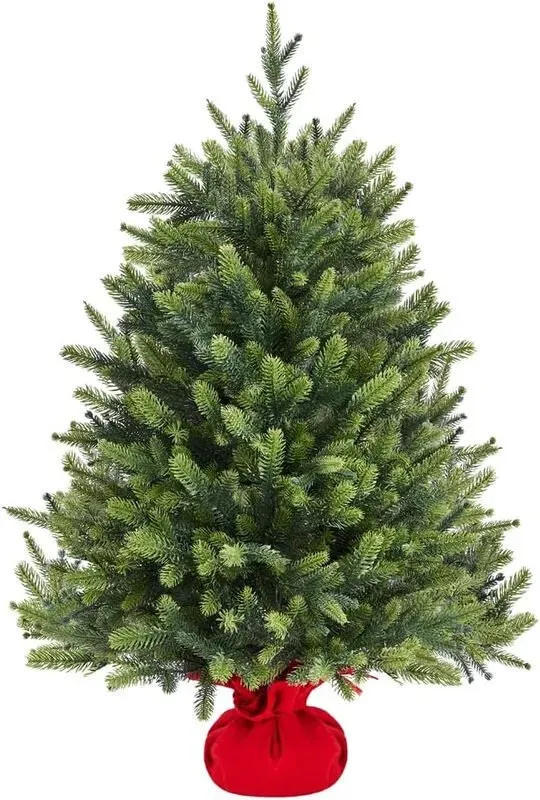 Yaheetech 3ft PE Weihnachtsbaum, Tischweihnachtsbaum mit Betonsockel, Mini Kunstweihnachtsbaum als Tischdeko, grün, Weihnachtsdekoration