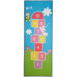 Relaxdays Spielteppich Hüpfspiel blau/bunt 70,0 x 180,0 cm