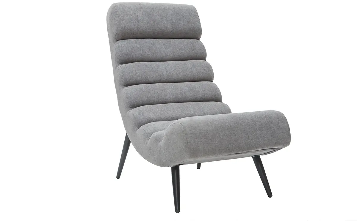 Fauteuil design en tissu effet velours gris et métal noir TAYLOR