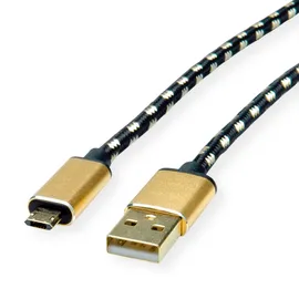 Roline GOLD USB 2.0 Kabel, Typ A ST - Micro B ST (reversibel), 0,8 m