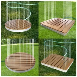 holz4home® Bodendusche für Pool, Garten und Camping - Gartendusche mit Zubehör   Eckig   WPC