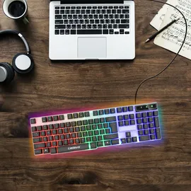 Retoo Gaming Tastatur RGB LED Mechanisch QWERTY