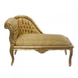 Casa Padrino Barock Kinder Chaiselongue Gold Muster / Gold - Tron Barock Möbel