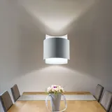 ETC Shop Up Down Leuchte Innen Wandlampe Treppenhaus Wandleuchte weiss, aus Stahl in weiß, indirekte Beleuchtung, 1x G9, Lxbxh 23x22x11 cm