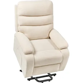 Beliani Fernsehsessel RISE Stoff 80 x 105 x 91 cm Hellbeige elektrisch mit Kissen
