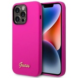 CG MOBILE Guess GUHCP14LSLSMF hülle für iPhone 14 Pro 6,1" Fuchsia/Fuschia Hard case Silicone Vintage Gold Logo, schwarz