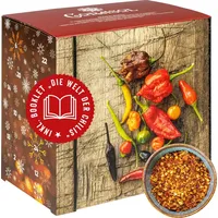 Corasol Premium Chili Adventskalender mit 24 geschroteten Chilisorten mit bis zu 1.5 Mio. Scoville, Geschenk-Idee für scharfe Männer (128 g) - Rot