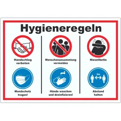 HB-Druck Hygieneregeln Symbol und Text Aufkleber A2 (420x594mm)