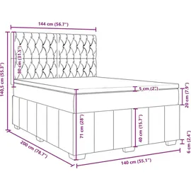 vidaXL Boxspringbett mit Matratze Taupe 140x200 cm Stoff
