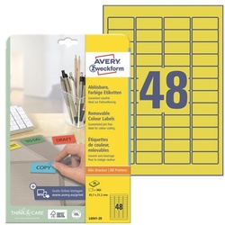 Avery Zweckform Wiederablösbare Farbige Etiketten 45.7x21.2 mm 960 Stück gelb