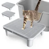 Bartuke Escalón Ajustable para Gatos, Katzentreppe Toilette Patas reemplazables, Katzenstreu Rampe, Escalera elevada para caja de Arena para Gatos mayores, fácil de limpiar(Grau)