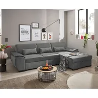 ED EXCITING DESIGN TAMPA Ecksofa mit Schlaffunktion grau - Moderne Eckcouch in L-Form mit Bettkasten - 280 x 175 cm (B/H/T)