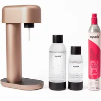 Mysoda: Ruby Set - Wassersprudler aus Aluminum mit 1L und 0.5L Quick-Lock BPA-frei Plastikflasche und CO2-Zylinder - Kupfer