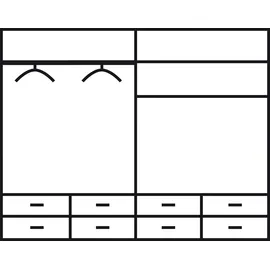 Priess Kleiderschrank PRIESS "Schrank Garderobe Wäscheschrank Barcelona in 5 Breiten", braun (eichefarben artisan, schwarz), B:185cm H:193cm T:54cm, Holzwerkstoff, Schränke, Kleiderschrank, viel Stauraum, geräumige Schubkästen, mit Spiegel, MADE IN GERMANY