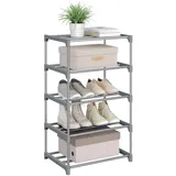 WOLTU Schuhregal schmal 5 Ebenen, Schuhorganizer Schuhaufbewahrung platzsparend, offener Schuhschrank Metall, für 10 Paar Schuhe, Eingang, Flur, Wohnzimmer, 42 x 71 x 30 cm, Grau