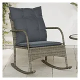 vidaXL Garten-Schaukelstuhl mit Kissen Grau Poly Rattan