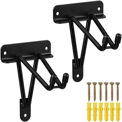 Relaxdays Wandhaken 2er Set 30 kg, Doppelhaken Wand, Gerätehalter Garage, Werkstatt & Keller, Besenhalter Eisen, schwarz