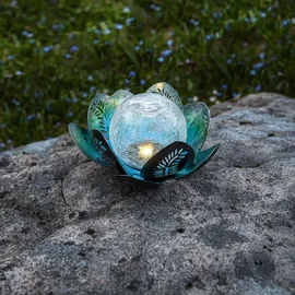Star Trading Solarleuchte Glas 12,0 cm inkl. Dämmerungssensor grün/blau/silber