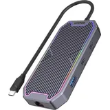 UNITEK Hub USB-C, HDMI 2.0, RJ45, 3,5 mm, 100 W, 10 Gbit/s - Grau