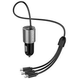 DUDAO R5Pro 3-in-1 USB KFZ-Ladegerät 3,4 A mit integriertem Kabel Schwarz