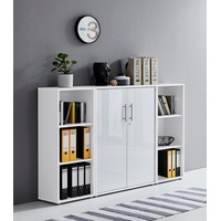 BMG Möbel Büro-Set »Tabor«, besteht aus 1 Schrank und 2 Regalen weiß hochglanz) , 16760718-0 B/H/T: 172,6 cm x 113,6 cm x 33 cm,
