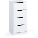 Interlink Kommode Westphalen 4 Schubladen – Schubladenschrank – Beistellschrank – Sideboard – Melaminbeschichtet – Weiß – Schubladen mit Griffmulden – 4