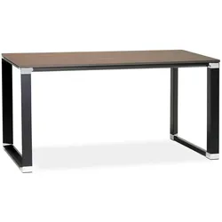 Arbeitstisch | 140x70x74 cm | Schlicht Kompakt Industriedesign | Braun-Schwarz | Bürotisch mit Chromdetails | Metall & Melamin | Kadima Design