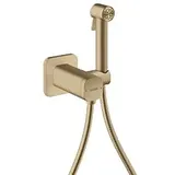 Hansgrohe AXOR Bidette Showers Bidette Duschkopf 1 Strahlart softsquare für Mischwasser mit Duschkopfhalterung und Duschschlauch 1,25 m, Brushed Bronze