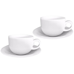 Emilja Tasse Kaffeetassen Teetassen Porzellan mit Untertasse, 2 Stück Fontignac, 4 teilig