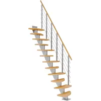 DOLLE Mittelholmtreppe Berlin Buche Perlgrau GH bis 315 cm Variabel 64 cm FSC