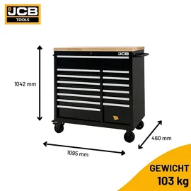JCB Werkstattwagen Holz/Stahl 14 Schubladen blau bestückt