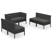 vidaXL Polyrattan Lounge-Set schwarz inkl. Auflagen 3094353