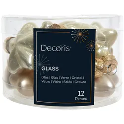 12 GlasSTERNE 4cm Christbaumschmuck Weihnachtskugeln Weihnachtsbaum champagner