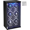 VEVOR Uhrenbeweger, Automatik-Uhrenbeweger, Watch Winder, Uhrenbeweger für Automatikuhren, Automatischer Uhrenbeweger mit Platz für 6 Uhren, LED Beleuchtung, 150–207 mm Einstellbare Riemenlänge