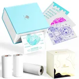 Phomemo M02 Mini Drucker für Smartphone Mini Thermodrucker Bluetooth Aufkleber Drucker Tiny Printer Mit 3 Rollen Transparentem Farbdruckpapier für Studien Geschenk Notizen Arbeit Kinder