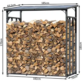 Quick Star Kaminholzregal Metall 185 x 70 x 185 cm Mit Wetterschutz Transparent Schwarz